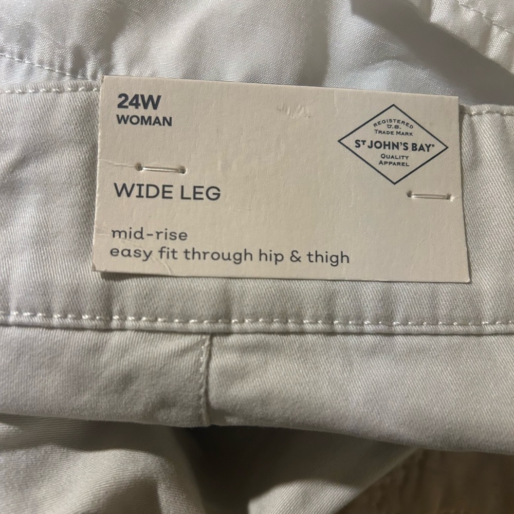 St John's Bay Women's Wide Leg Beige Trouser Pants Plus Size 24 W Button Zip - Picture 8 of 8